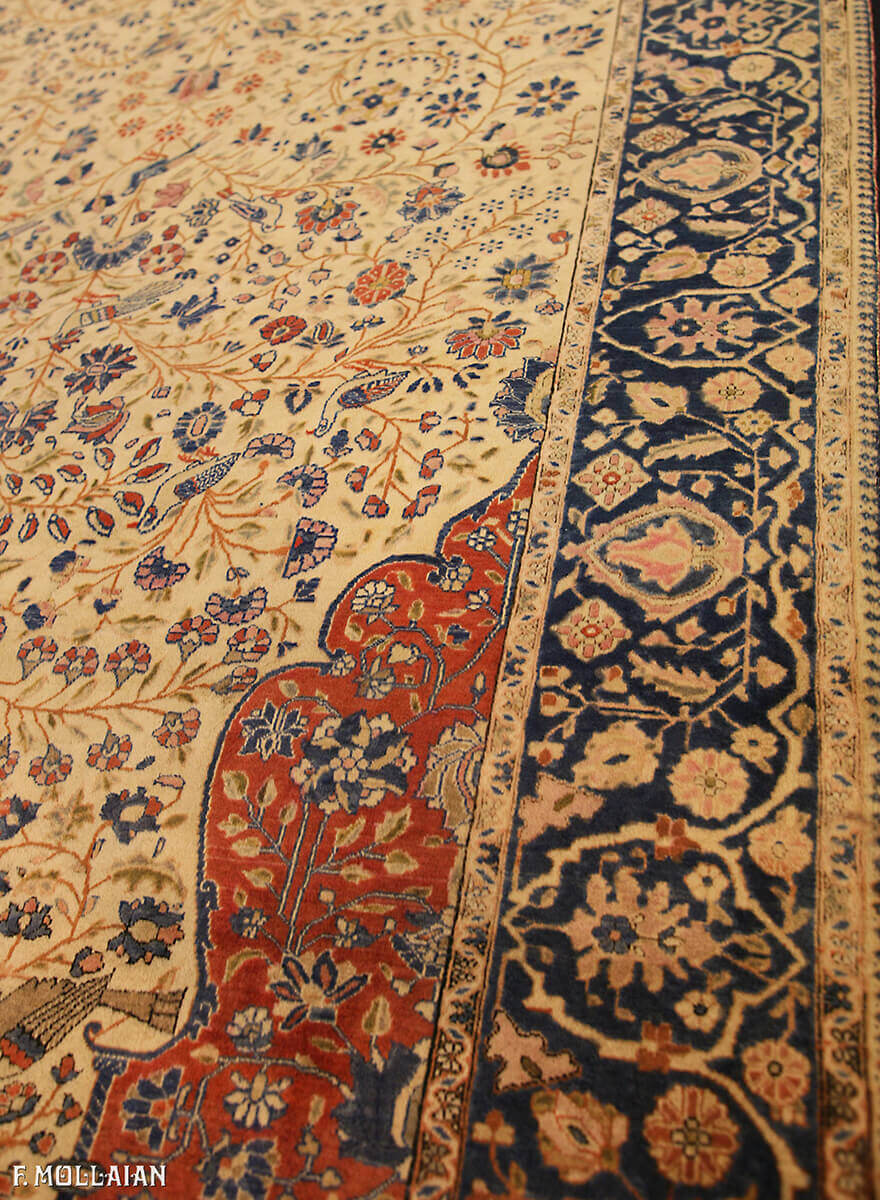 Kashan Mohtasham Prayer Antique Persian Rug n°:32413156